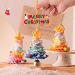Hand-knitted Christmas Tree Hanging Ornaments With Metal Bells